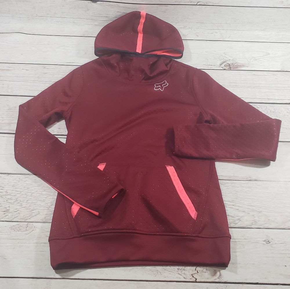 FOX womens maroon pink hooded sweater hoodie xs